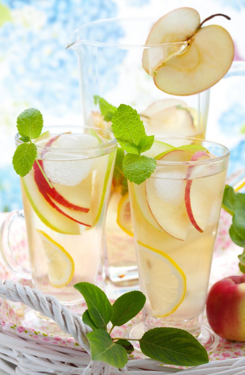 Apple Refresher with apple slices in glass