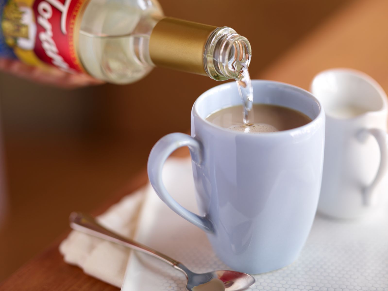 coffee with torani syrup poured in