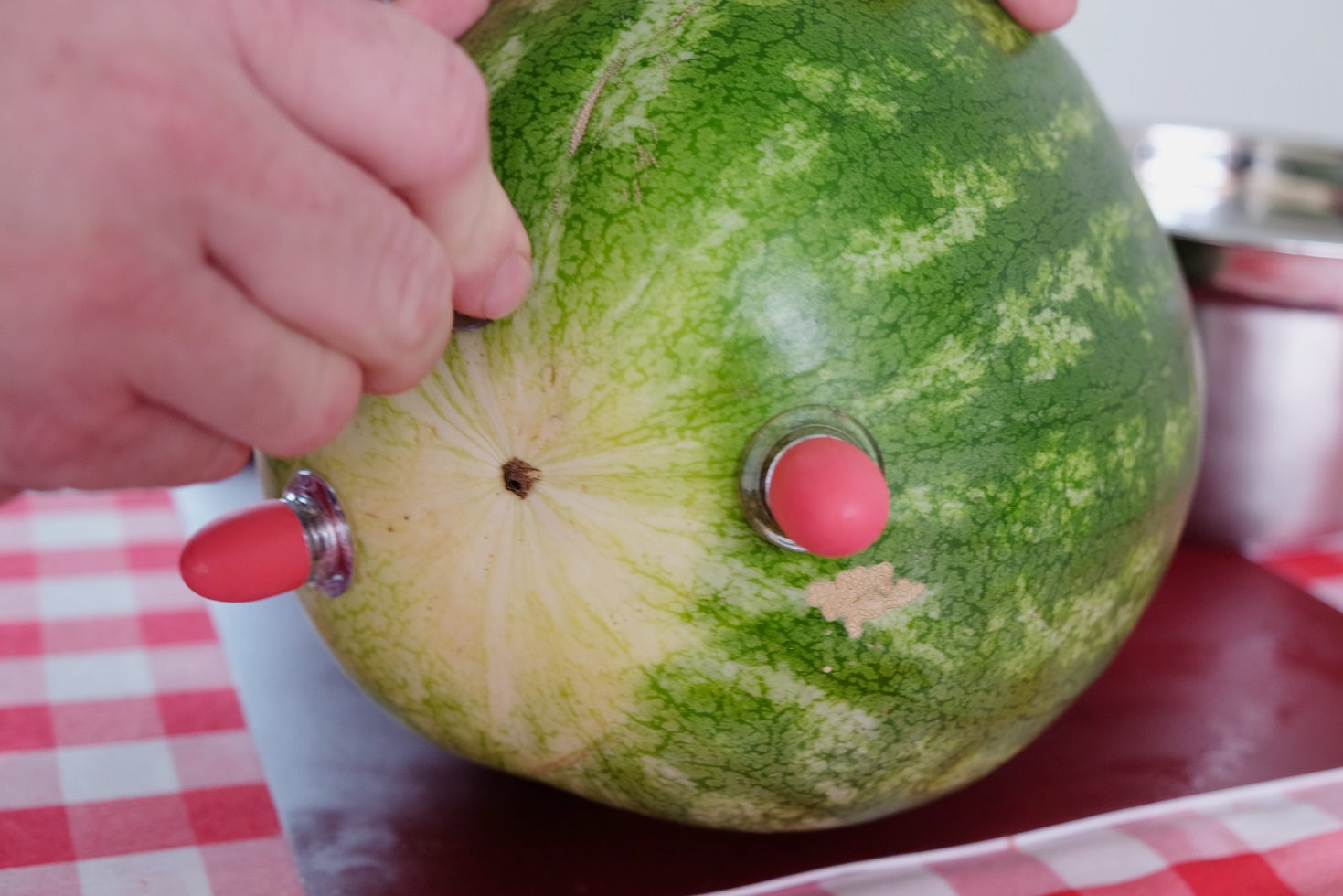 attaching feet to watermelon