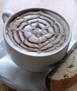 maple crunch mocha with biscotti