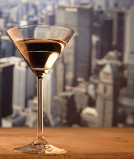 cinnamon apple schnapps with skyline in background