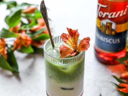 Hibiscus Mango Matcha Latte